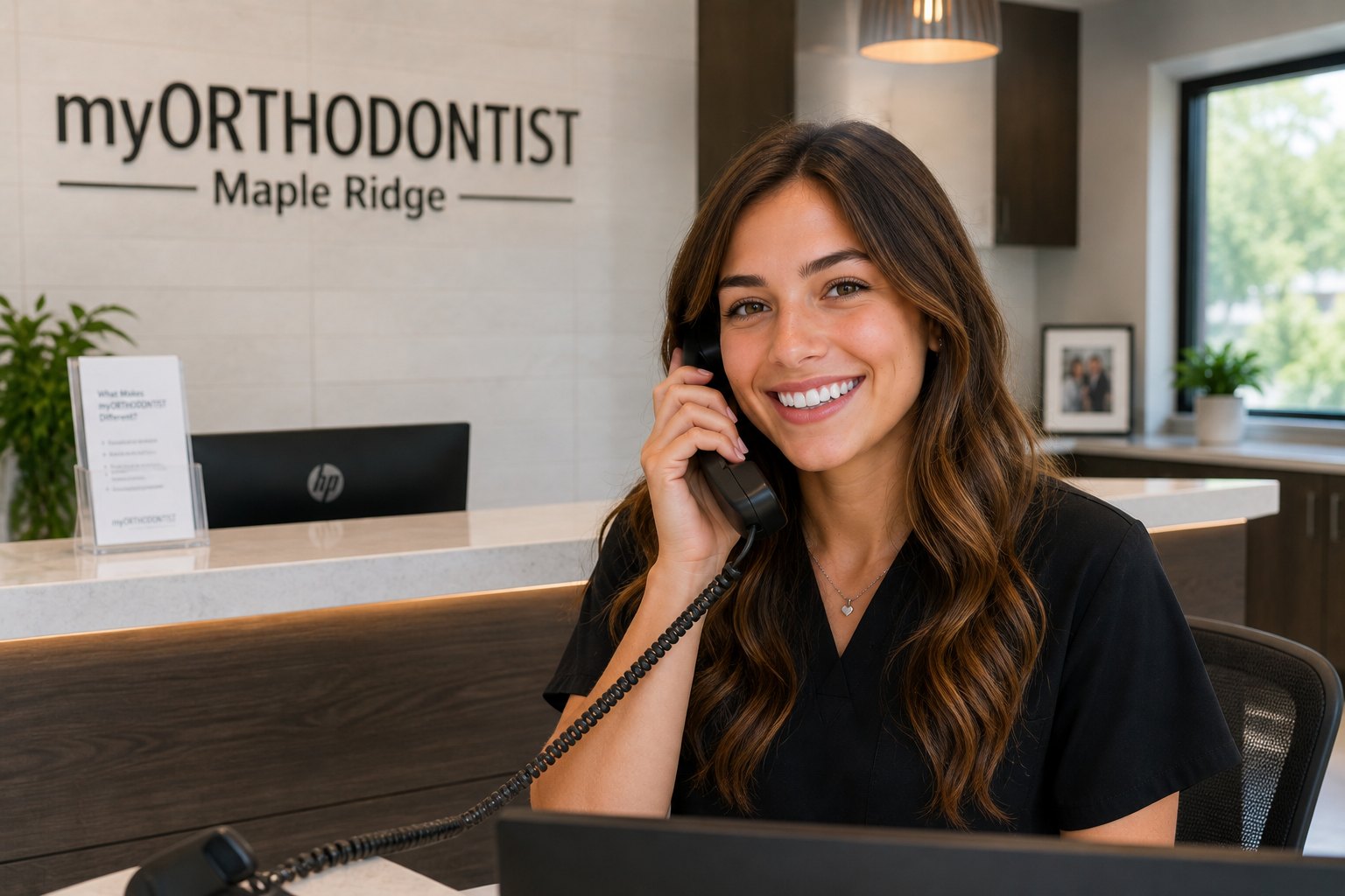 Reception desk and waiting area at myORTHODONTIST Maple Ridge